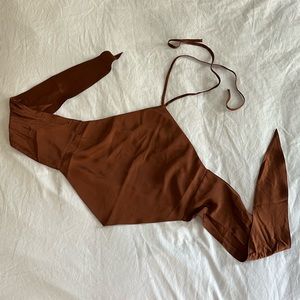Abercrombie & Fitch brown satin handkerchief halter top